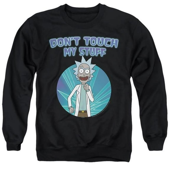 Trevco CN1963-AS-2 Rick & Morty Dont Touch-Adult Crewneck Sweatshirt, Black - Medium