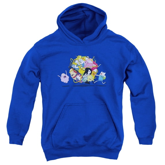 Trevco CN202-YFTH-4 Adventure Time & Globe Ball Youth Pull-Over Hoodie, Royal Blue - Extra Large