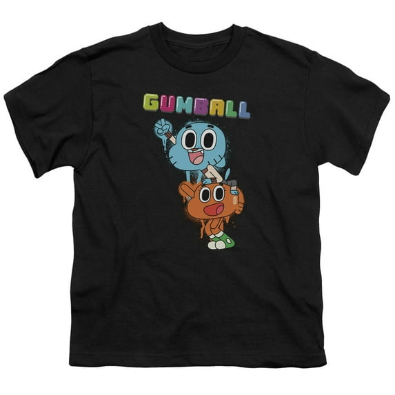 Trevco CN297-YT-1 Amazing World of Gumball & Gumball Spray Youth 18-1 Short Sleeve T-Shirt, Black - Small