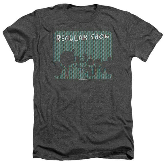Trevco CN313-HA-1 Regular Show & RGB Group-Adult Heather T-Shirt, Black - Small