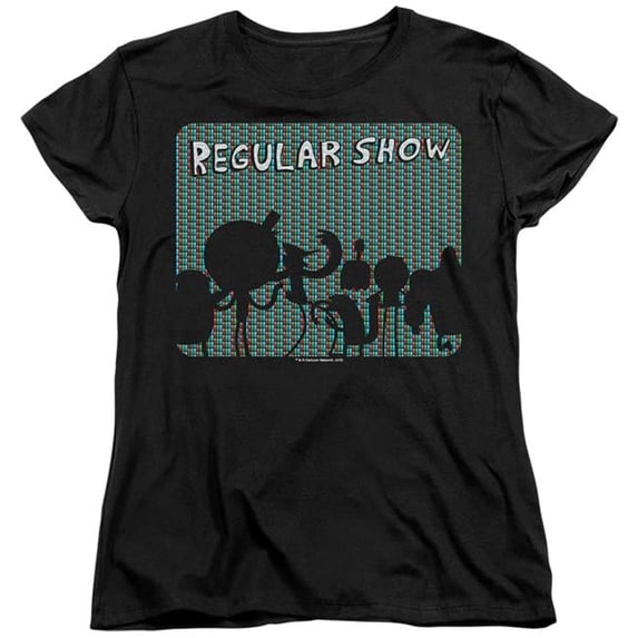 Trevco CN313-WT-3 Regular Show & RGB Group Short Sleeve Women T-Shirt, Black - Large