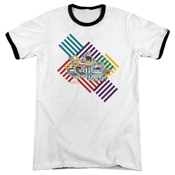 Trevco CN319-AR-2 Regular Show & We Gonna Party-Adult Ringer T-Shirt, White & Black - Medium