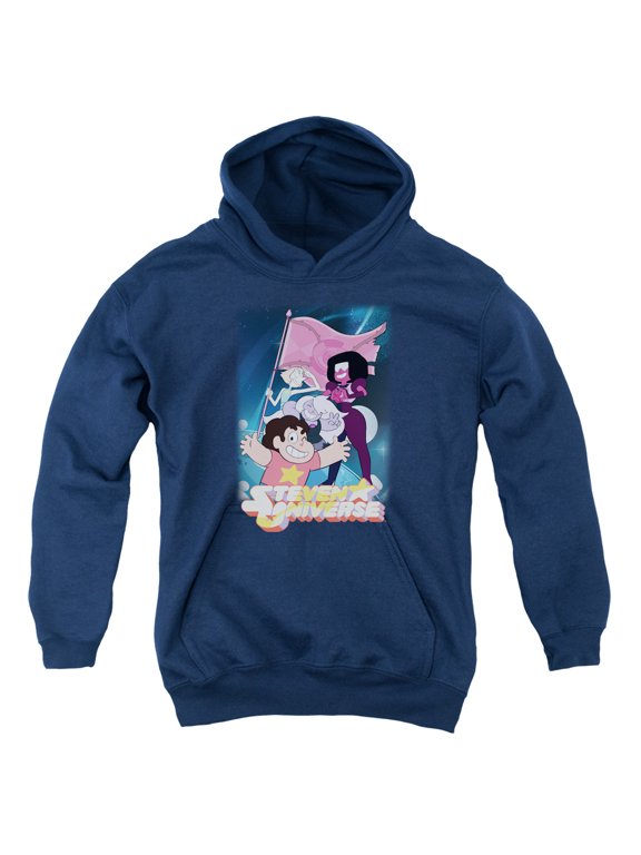 CN551-YFTH-3 Steven Universe & Crystal Gem Flag Youth Pull-Over Hoodie, Navy - Large