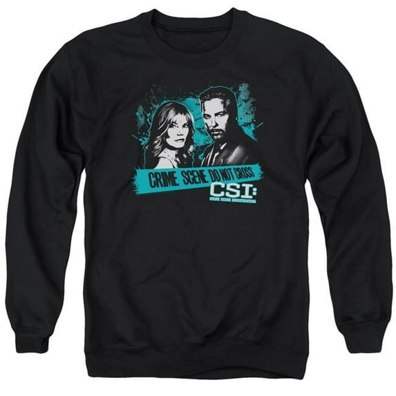 Trevco CBS366-AS-3 CSI & Cross the Line Adult Cotton & Polyster Crewneck Sweatshirt, Black - Large