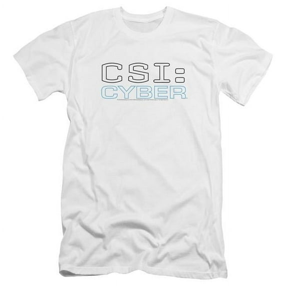 Trevco CBS1676-PSF-3 CSI Cyber & Logo Premium Canvas Adult Cotton Slim Fit 30-1 T-Shirt, White - Large
