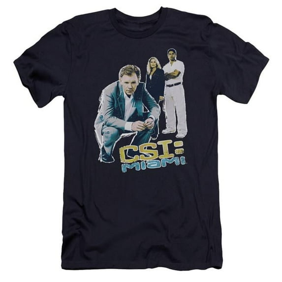 Trevco CBS982-PSF-3 CSI Miami & Perspective Premium Canvas Adult Cotton Slim Fit 30-1 T-Shirt, Navy - Large