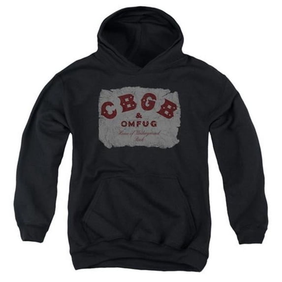 Trevco Cbgb-Crumbled Logo - Youth Pull-Over Hoodie - Black, Medium