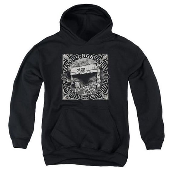 Trevco Cbgb-Front Door - Youth Pull-Over Hoodie - Black, Medium