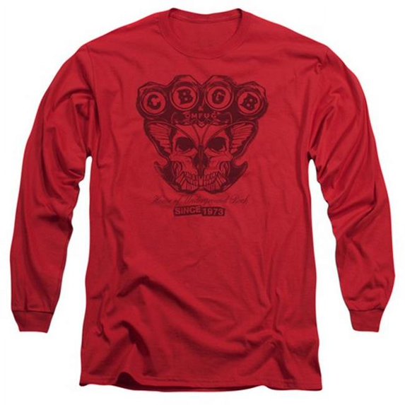 Trevco Cbgb-Moth Skull - Long Sleeve Adult 18-1 Tee - Red, Large