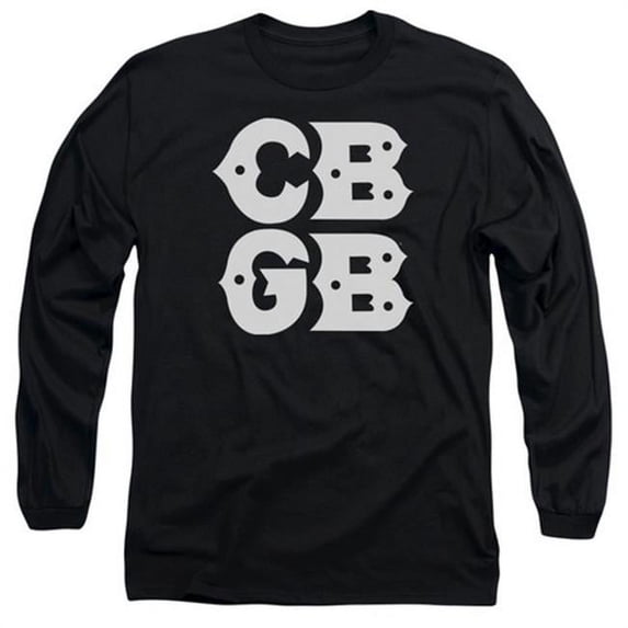 Trevco Cbgb-Stacked Logo - Long Sleeve Adult 18-1 Tee - Black, Extra Large