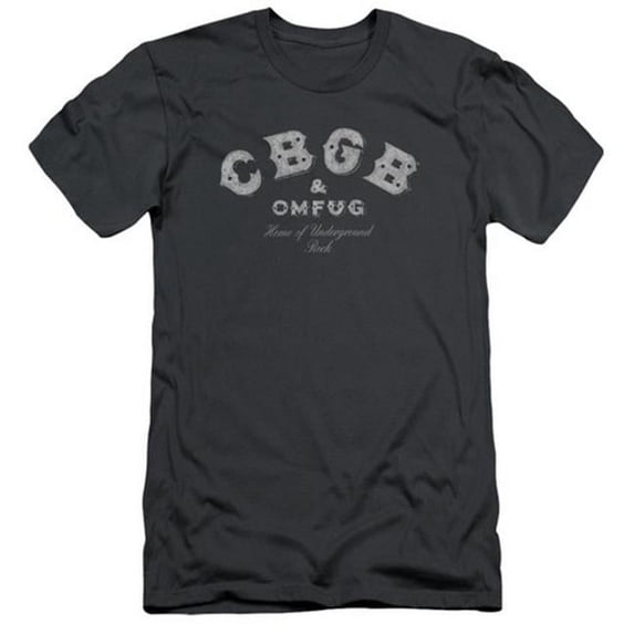 Trevco Cbgb-Tattered Logo - Short Sleeve Adult 30-1 Tee - Charcoal, Medium