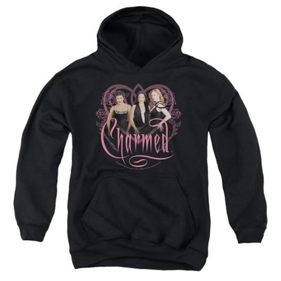 Trevco Charmed-Charmed Girls - Youth Pull-Over Hoodie - Black- Extra Large