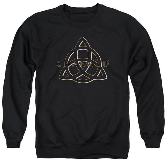 Trevco Charmed & Triple Linked Logo Long Sleeve Adult Crewneck Sweatshirt, Black - Large