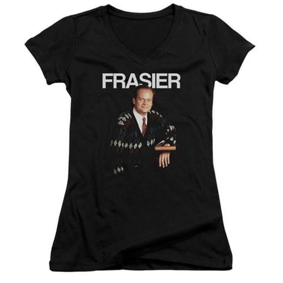 Trevco Cheers-Frasier - Junior V-Neck Tee - Black, 2X