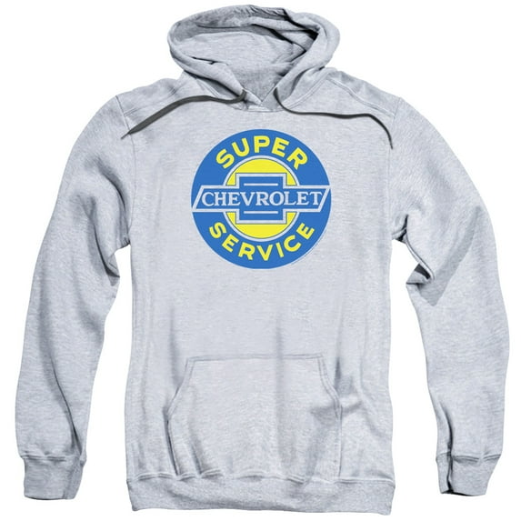 Trevco CHV112-AFTH-3 Chevrolet & Chevy Super Service-Adult Pull-Over Hoodie, Athletic Heather - Large