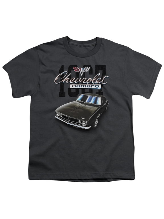 Trevco CHV240C-YT-4 Chevrolet & Classic Camaro Youth 18-1 Short Sleeve T-Shirt, Charcoal - Extra Large