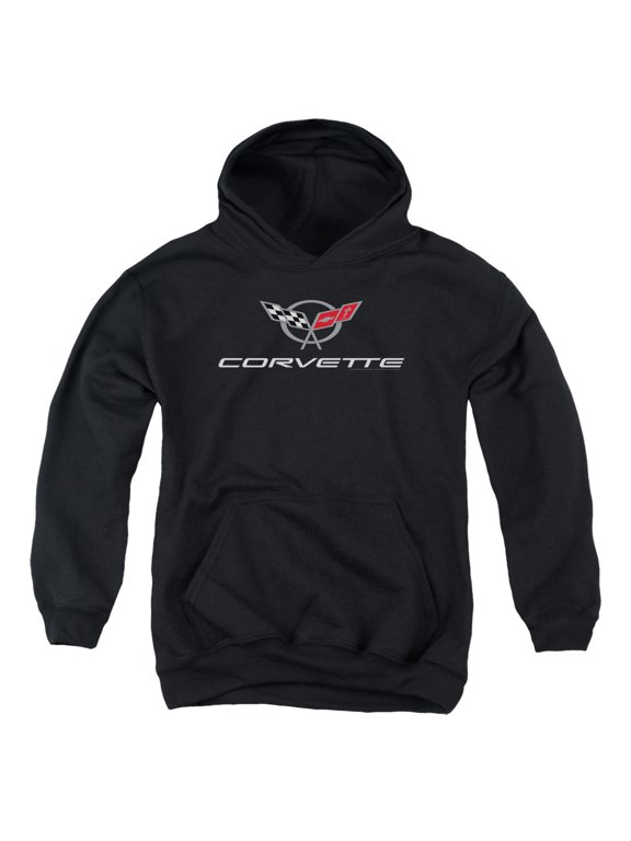 Trevco CHV159-YFTH-2 Chevrolet & Corvette Modern Emblem Youth Pull-Over Hoodie, Black - Medium