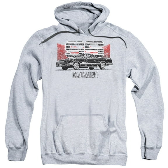 Trevco CHV187-AFTH-5 Chevrolet & El Camino Sweater Style Mountains-Adult Pull-Over Hoodie, Athletic Heather - 2X