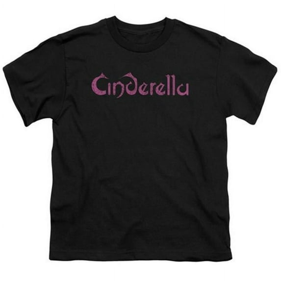 Trevco Cinderella-Logo Rough - Short Sleeve Youth 18-1 Tee - Black, Large