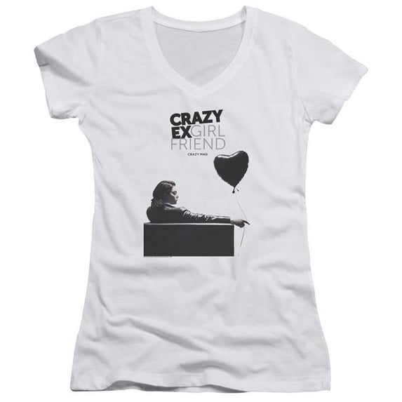 Trevco Crazy EX Girlfriend & Crazy Mad Junior V-Neck Cotton T-Shirt, White - 2X