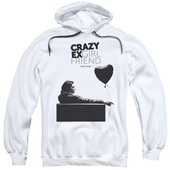 Trevco Crazy Ex Girlfriend & Crazy Mad Adult Pull-Over Hoodie, White - Extra Large