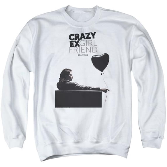 Trevco Crazy Ex Girlfriend & Crazy Mad Long Sleeve Adult Crewneck Sweatshirt, White - Small