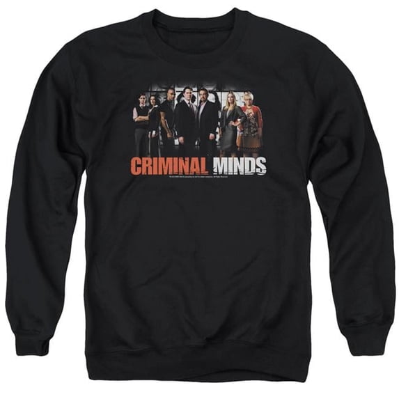 Trevco Criminal Minds & the Brain Trust Adult Crewneck Sweatshirt, Black - Large