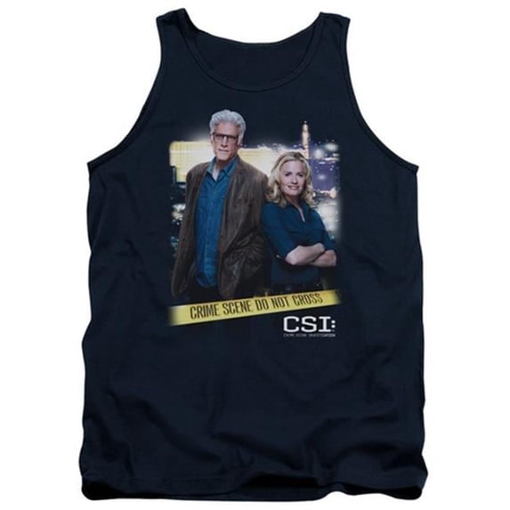 Trevco Csi-Do Not Cross - Adult Tank Top - Navy- 2X