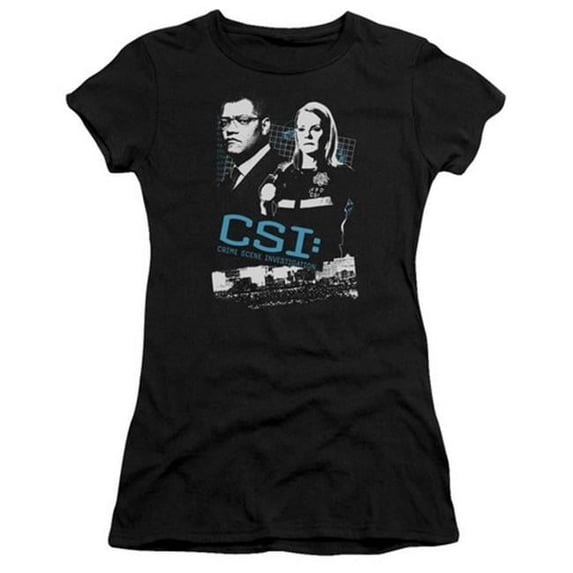 Trevco Csi-Investigate This - Short Sleeve Junior Sheer Tee - Black- Extra Large