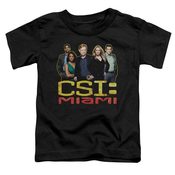 Trevco Csi Miami-The Cast In Black - Short Sleeve Toddler Tee - Black- Large 4T