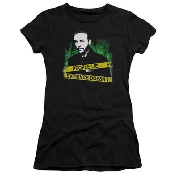 Trevco Csi-People Lie - Short Sleeve Junior Sheer Tee - Black- Medium