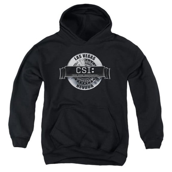 Trevco Csi-Rendered Logo - Youth Pull-Over Hoodie - Black- Small