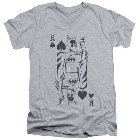 Trevco DC-Bat Card - Short Sleeve Adult 30-1 Tee V-Neck - Athletic Heather- Large