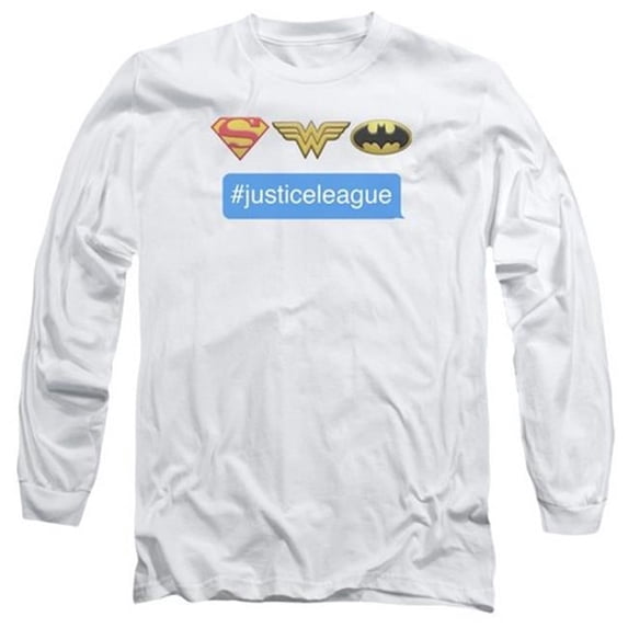 Trevco DC-Hashtag JLA Long Sleeve Adult 18-1 Tee - White- 2X