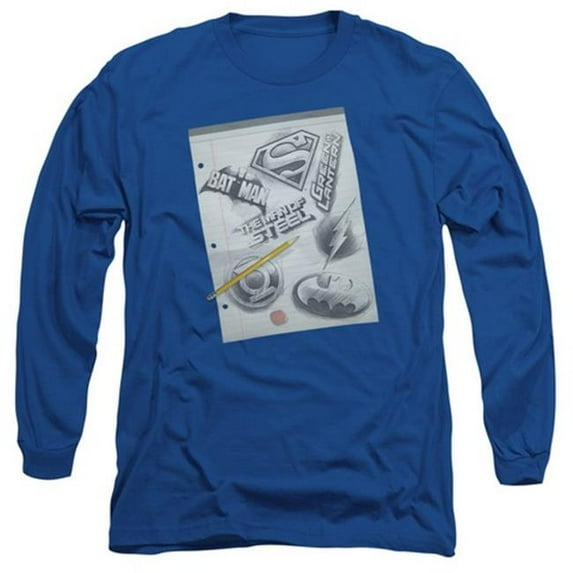 Trevco Dc-Logo Note Paper - Long Sleeve Adult 18-1 Tee - Royal Blue- Medium