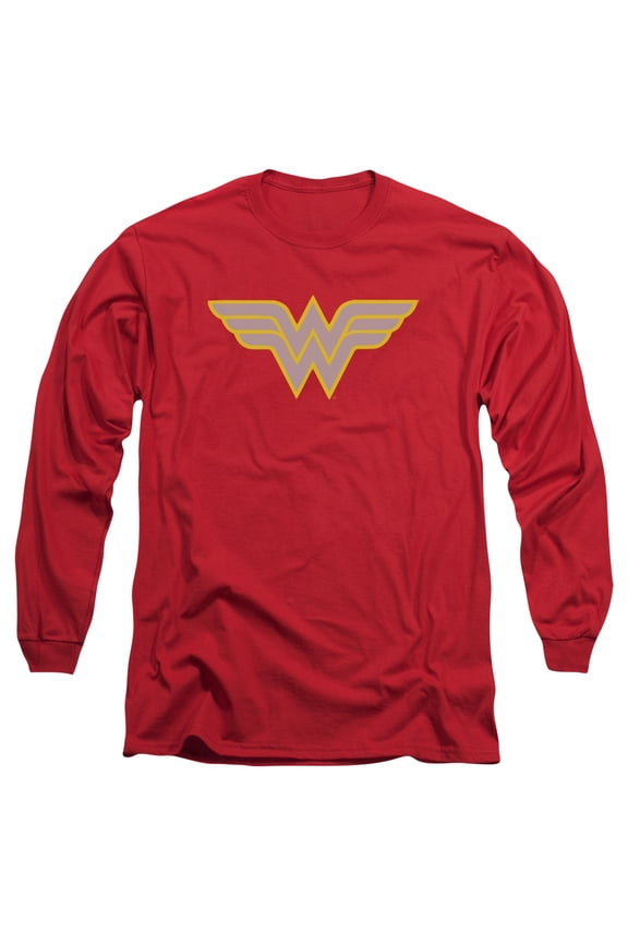 DCO266J-AL-4 DC & WW Logo Adult 18-1 Long Sleeve T-Shirt, Red - Extra Large