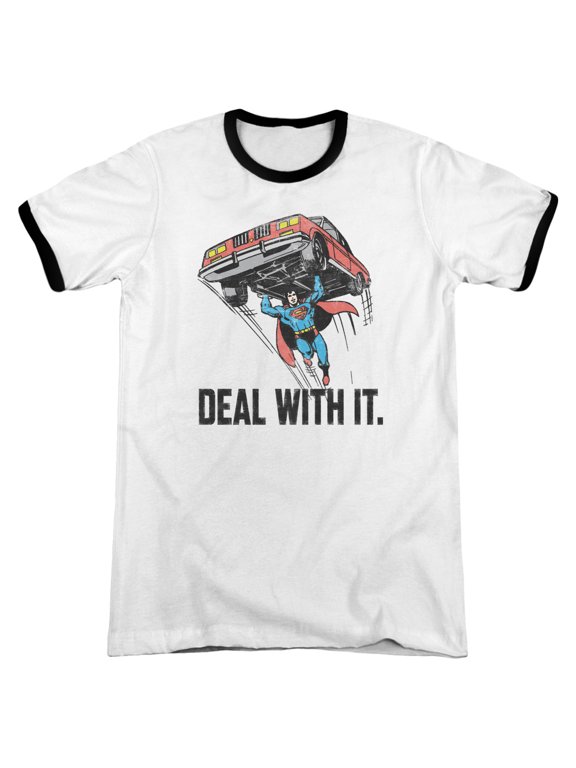Trevco DCO913-AR-2 DCO & Deal with It Adult Ringer Short Sleeve T-Shirt, White & Black - Medium