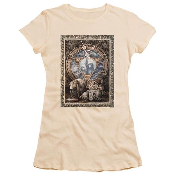 Trevco DKC131-JS-1 Dark Crystal & Ornate Poster Juniors Sheer Cap Sleeve T-Shirt, Cream - Small