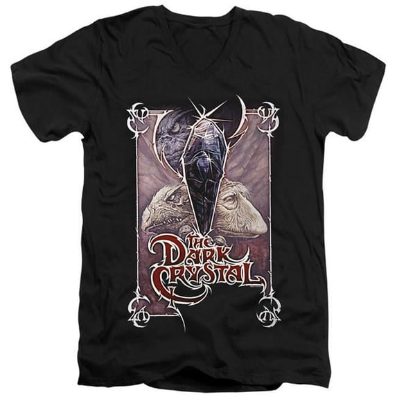 Trevco DKC132-AV-2 Dark Crystal & Wicked Poster Adult Slim Fit V Neck T-Shirt, Black - Medium