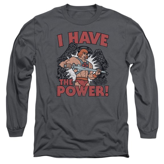 Trevco DRM103B-AL-1 Masters of the Universe & I Have the Power Adult 18-1 Long Sleeve T-Shirt, Charcoal - Small