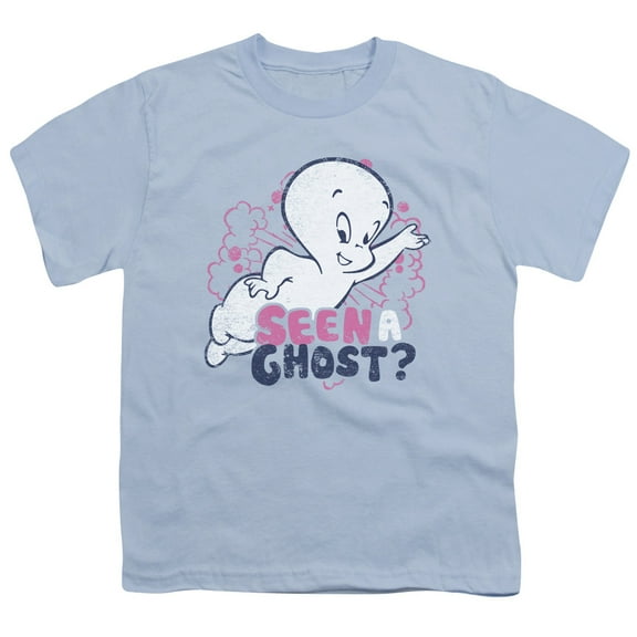 Trevco DRM208-YT-1 Casper & Seen a Ghost Youth 18-1 Short Sleeve T-Shirt, Light Blue - Small