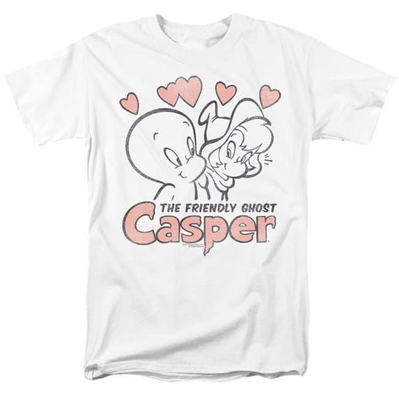 Trevco DRM209-AT-8 Casper & Hearts - Short Sleeve Adult 18-1 T-Shirt, White - 5X