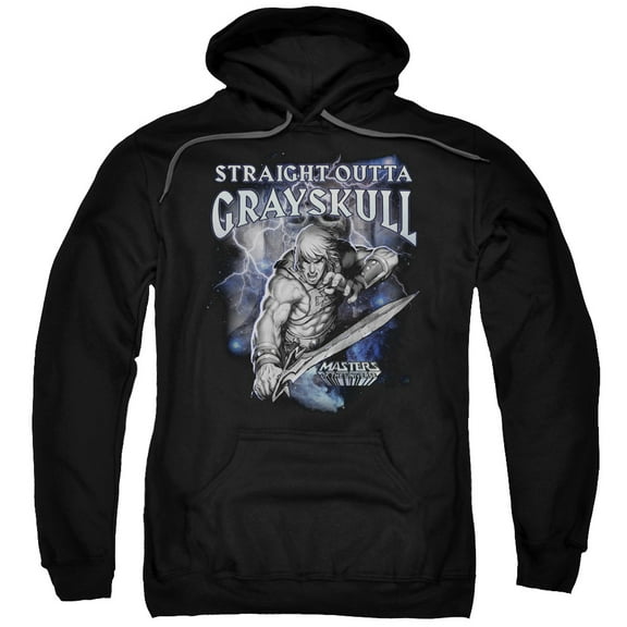 Trevco DRM270-AFTH-2 Masters of the Universe & Straight Outta Grayskull Adult Pull-Over Hoodie, Black - Medium