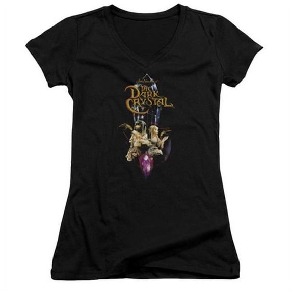 Trevco Dark Crystal-Crystal Quest - Junior Tee V-Neck - Black, Medium