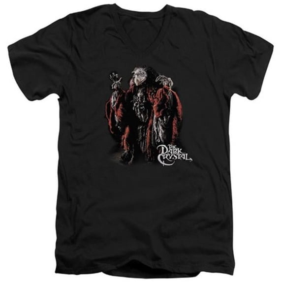 Trevco Dark Crystal-Skeksis - Short Sleeve Adult 30-1 Tee V-Neck - Black- Medium