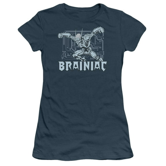 Trevco Dc-Brainiac - Short Sleeve Junior Sheer Tee - Indigo- Small