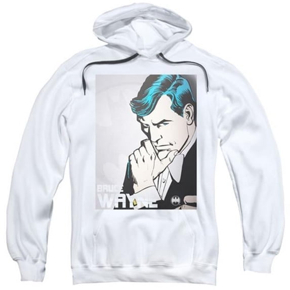 Trevco Dc-Bruce Wayne - Adult Pull-Over Hoodie - White & Large