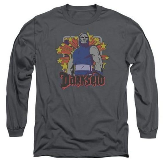 Trevco Dc-Darkseid Stars - Long Sleeve Adult 18-1 Tee - Charcoal- Small