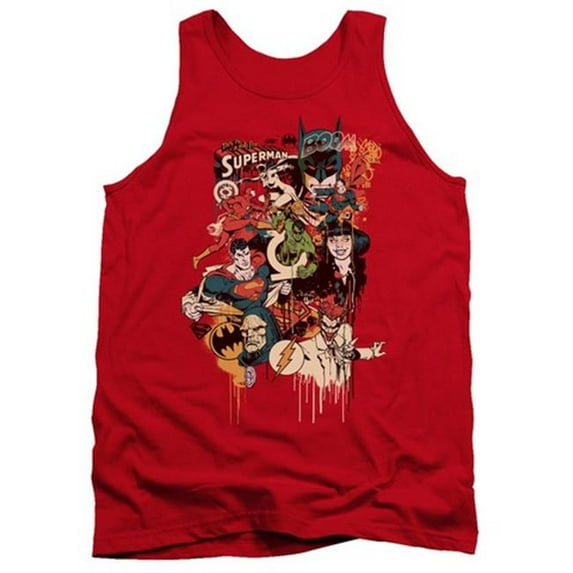 Trevco Dc-Dripping Characters - Adult Tank Top - Red- Extra Large