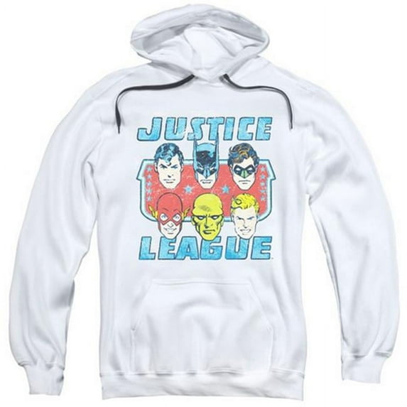 Trevco Dc-Faces Of Justice - Adult Pull-Over Hoodie - White- Extra Large